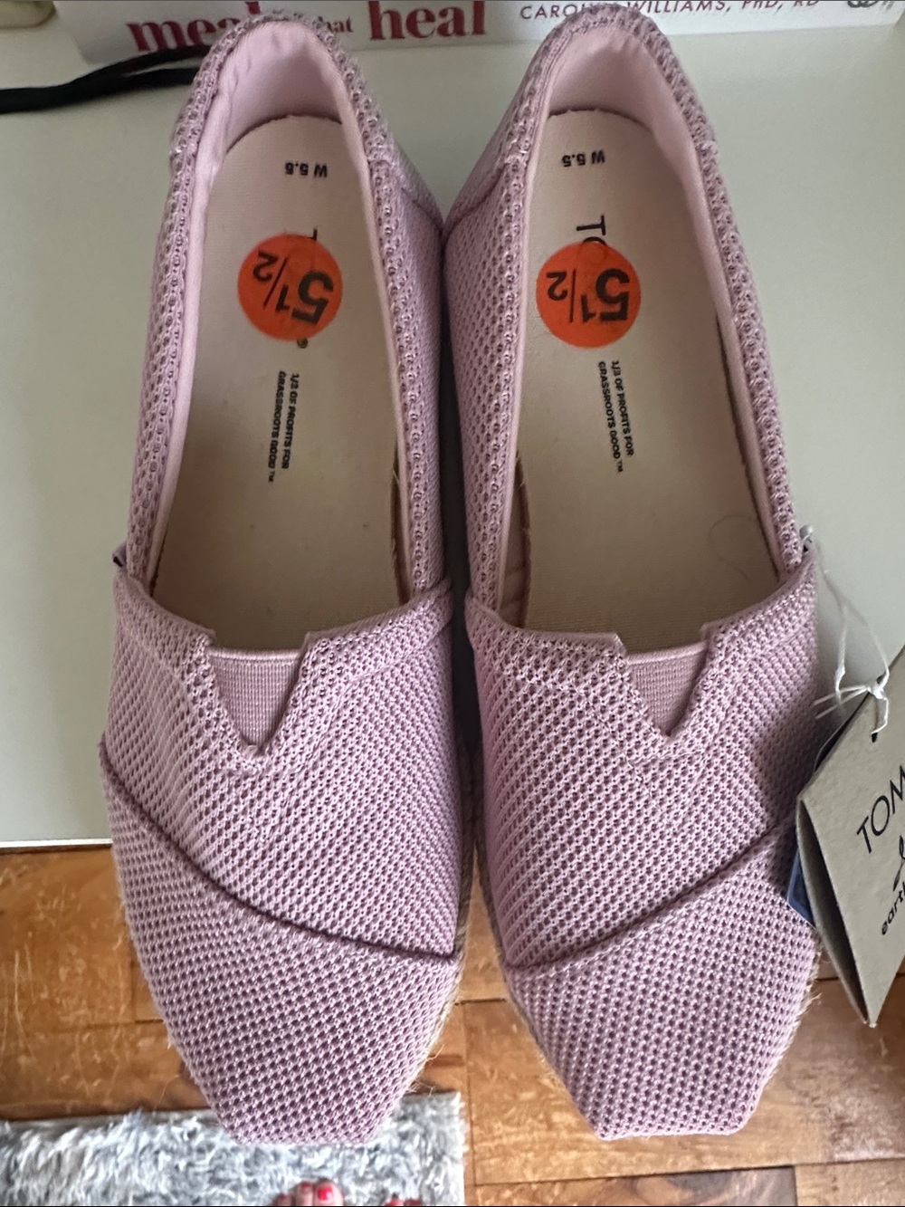 Toms Women's Light Pink Knit Slip-On Sneakers